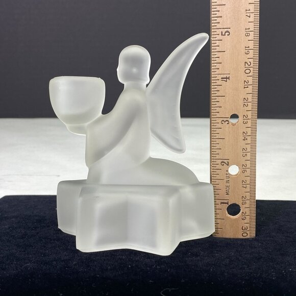 Vintage LE Smith Frosted Glass Angel Candle Holder - Picture 7 of 8